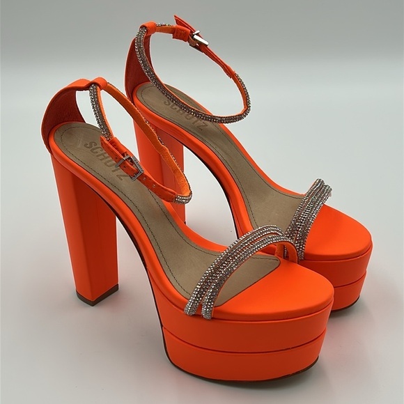 2082- Schutz Orange Platform Heels Size 7 B NWT - Picture 2 of 13